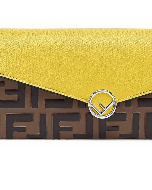 Fendi Yellow Continental With Chain
