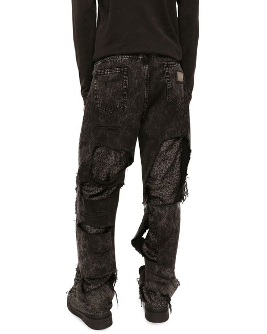 Dolce & Gabbana Gerade Jeans mit Seidenfutter in Black für Herren