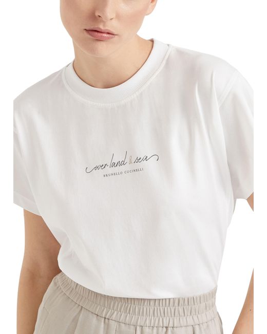 Brunello Cucinelli White T-Shirt aus Jersey