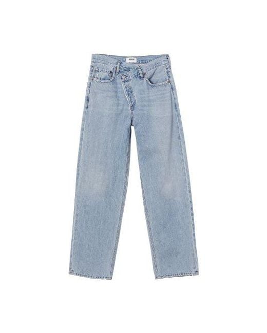 AGOLDE Criss Cross frayed high-rise straight-leg organic jeans