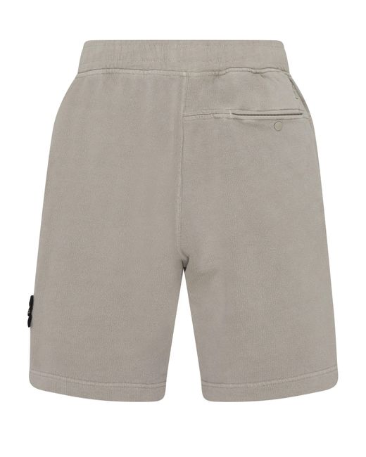Stone Island Gray Fleece Shorts With Logo Patch for men