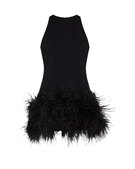 David Koma Black Feather Hem Sleaveless Mini Dress