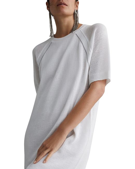 Brunello Cucinelli White Monili-trim Knit-cotton T-shirt Dress