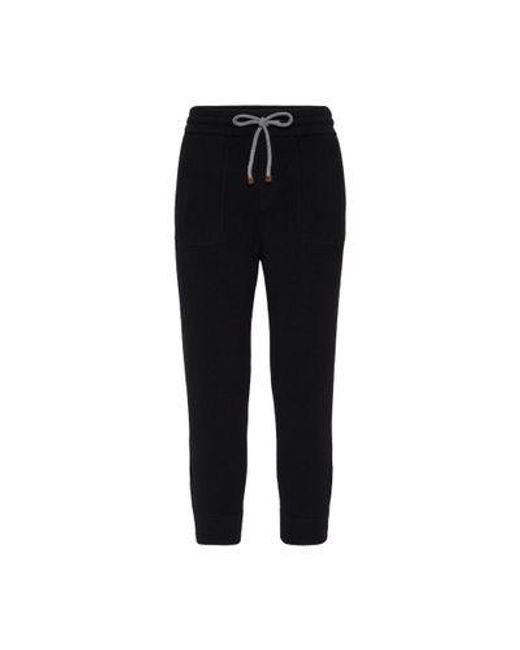 Brunello Cucinelli Black Cashmere Knit Trousers for men