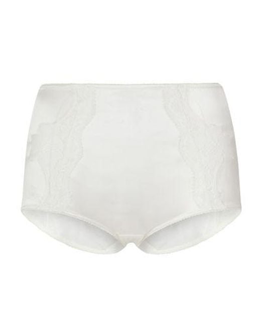 Dolce & Gabbana White Satin High-Waisted Panties With Lace Details