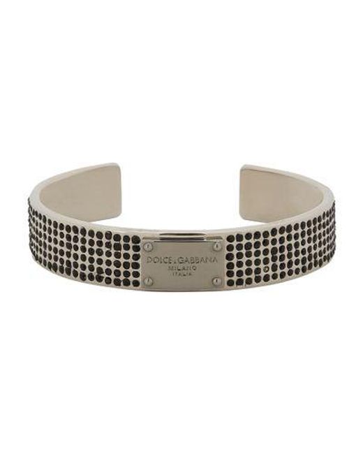 Dolce & Gabbana Metallic Logo-engraved Crystal-embellished Bracelet for men
