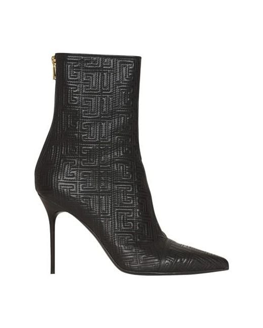 Balmain Skye Ankle Boots With Monogram in Black - Lyst