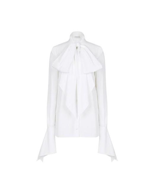 Nina Ricci White Tie-neck Poplin Shirt