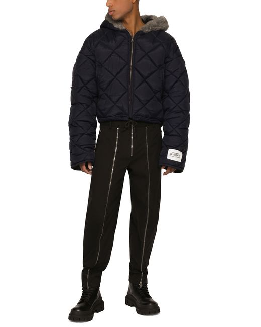 Dolce & Gabbana Black Quilted Canvas Jacket With Hood for men