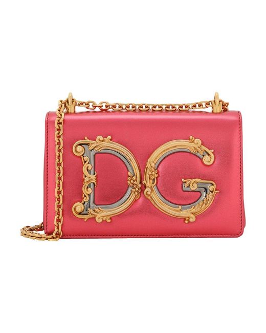 Dolce & Gabbana Red Nappa Mordore Leather Dg Girls Bag