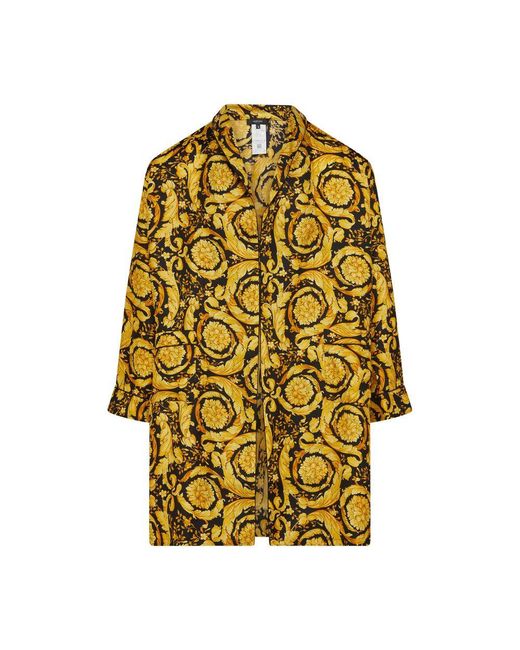 Versace Yellow Baroque Silk Robe for men