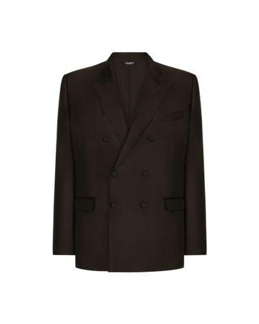 Dolce & Gabbana Black Double-Breasted Silk Jacket for men
