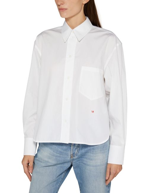 Victoria Beckham White Langärmeliges Hemd mit angeschnittenen Ärmeln