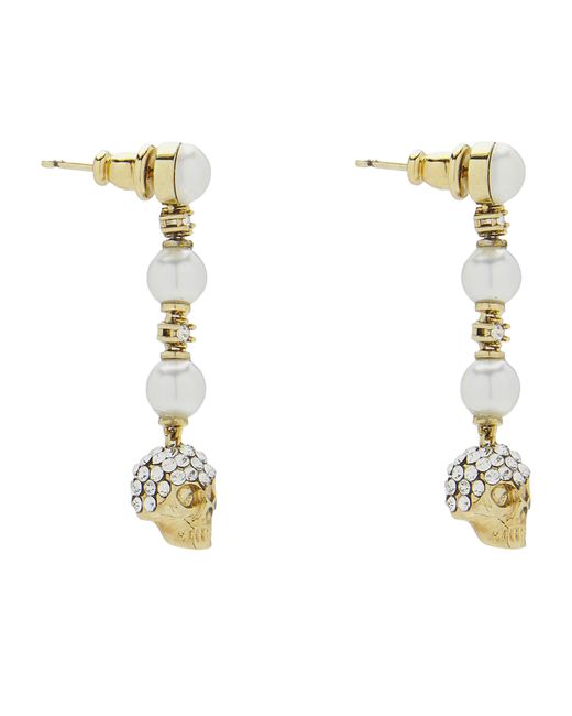 Alexander McQueen Metallic Skull And Pearl Earrings