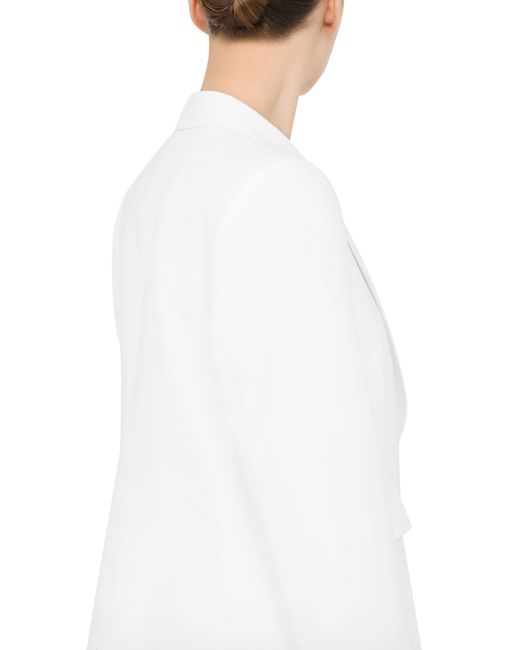Dolce & Gabbana White Single-breasted Woolen Turlington Blazer