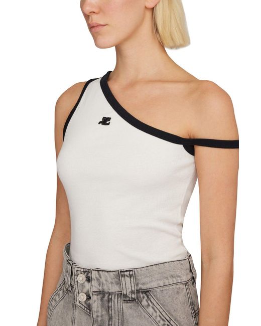 Courrèges: Off-White Embroidered Tank Top