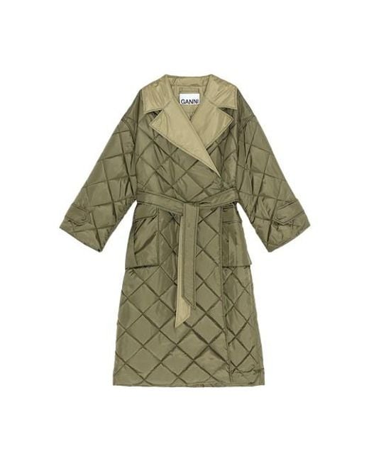 Ganni Green Recycled Ripstop Quilted Coat