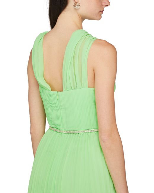 Self-Portrait Green Off Shoulder Chiffon Midi Dress