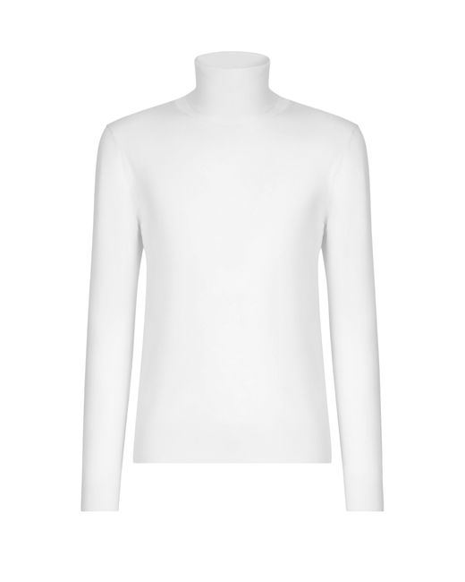 Dolce & Gabbana White Wool Turtle-neck Sweater for men