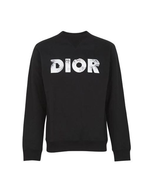 Dior Black Sweat-shirt With And Daniel Arsham Eroded Logo 3d Print for men