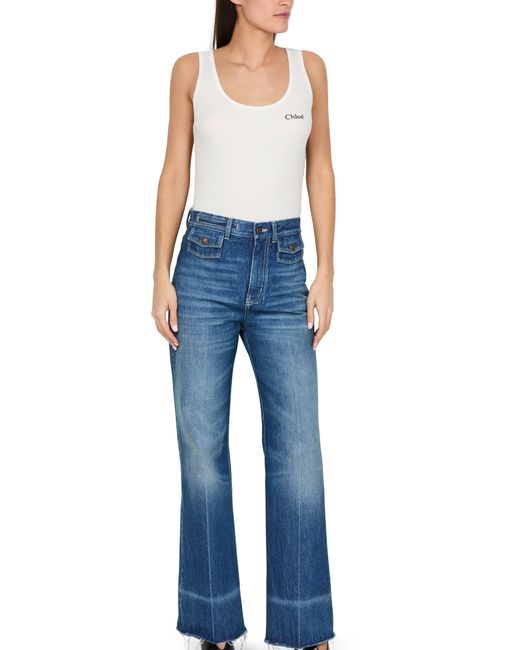Chloé White Signature-Top Aus Baumwolle