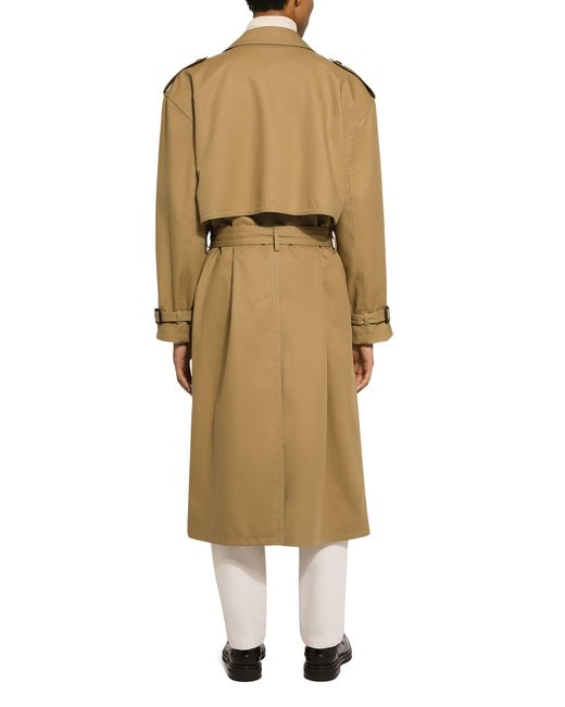 Dolce & Gabbana Natural Double-Breasted Cotton Trench Coat for men