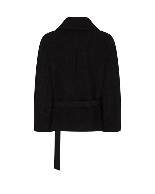 Lemaire Short Asymmetrical Bathrobe Coat in Black | Lyst