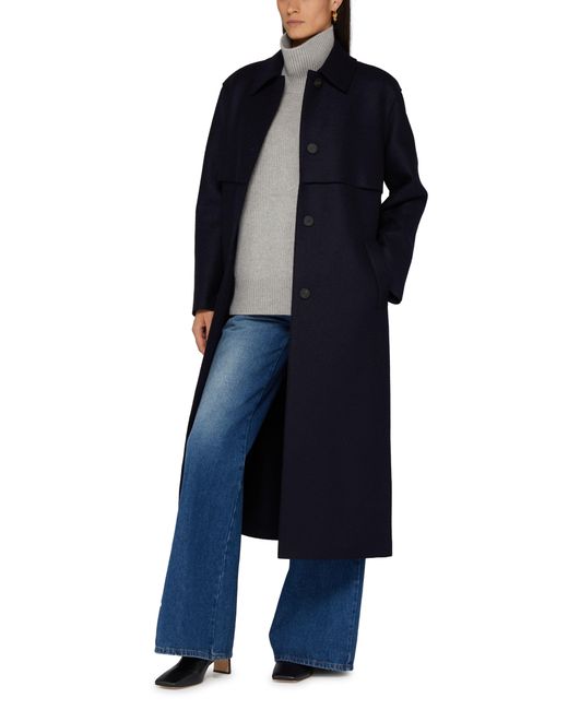 Harris Wharf London Blue Mantel Aus Gepresster Wolle Und Fleece-Material