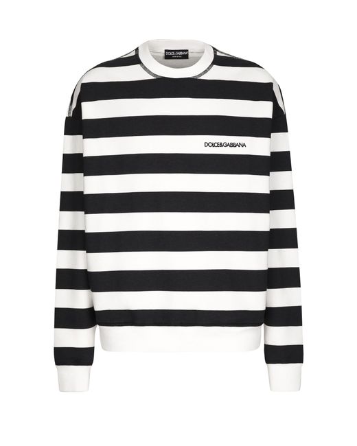 Dolce & Gabbana Black Striped Round-neck Sweatshirt for men