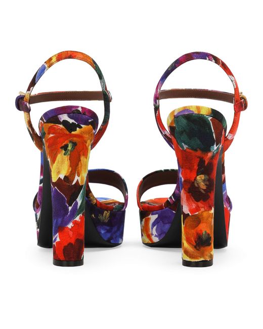 Sandales à plateforme Brocade Dolce & Gabbana en coloris Red