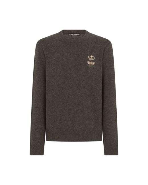 Dolce & Gabbana Brown Wool Round-Neck Sweater for men