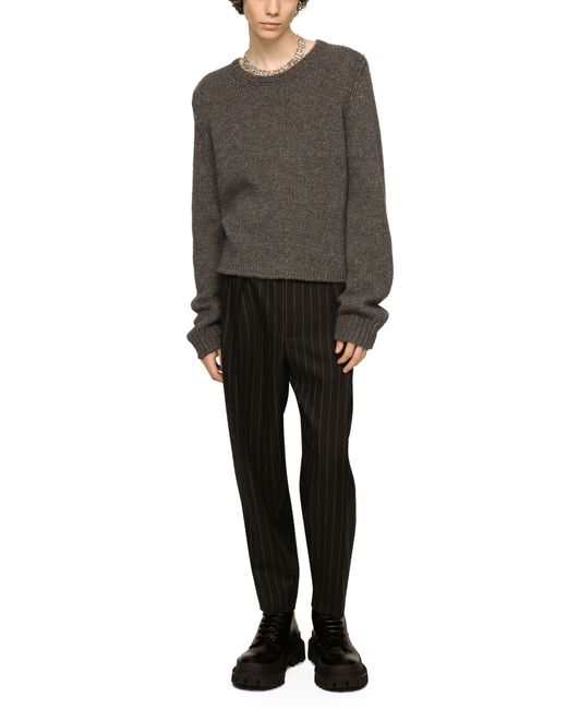 Dolce & Gabbana Black Pinstripe Wool Tapered Trousers for men