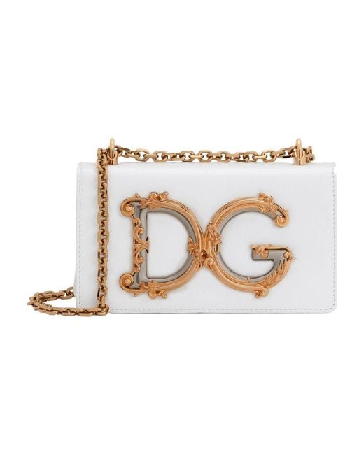 Dolce & Gabbana White Calfskin Dg Girls Phone Bag