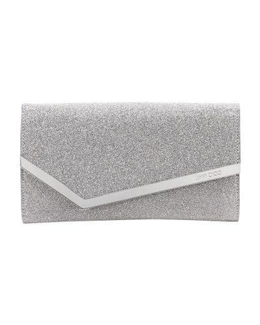 Jimmy Choo Metallic Emmie Glitter Leather Clutch