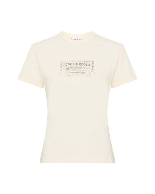 Acne White Printed Short-Sleeved T-Shirt