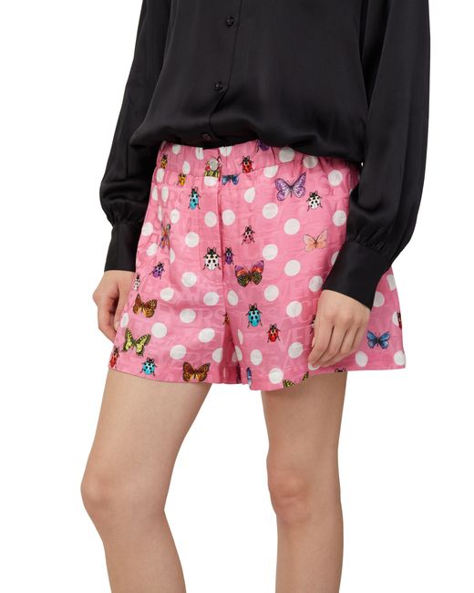 Versace Pink Shorts With Polka Dots And Butterfly Print