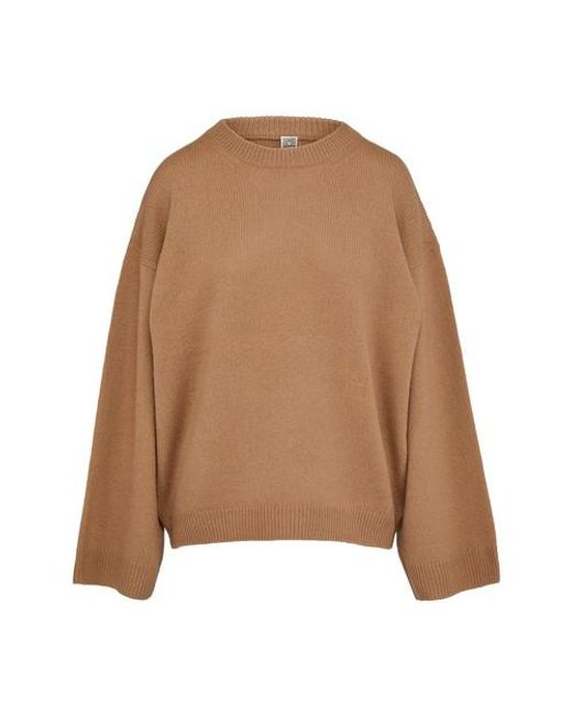 Totême Monogram Embroidery Knit in Camel (Natural) Lyst