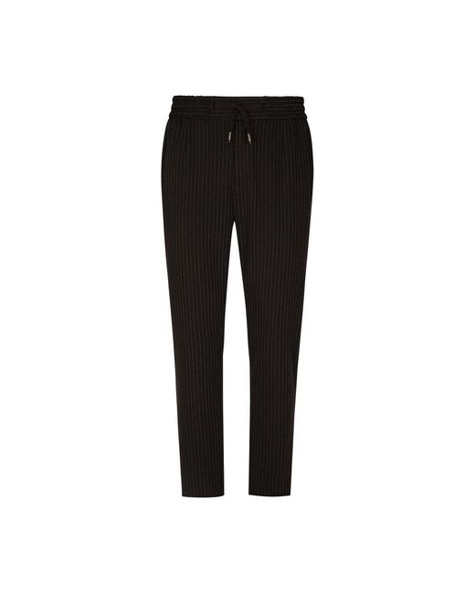 Dolce & Gabbana Black Pinstripe Jersey Jogging Pants for men