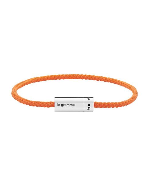 Le Gramme Orange Polished Sterling And Polyester Nato Cable Bracelet 7G for men