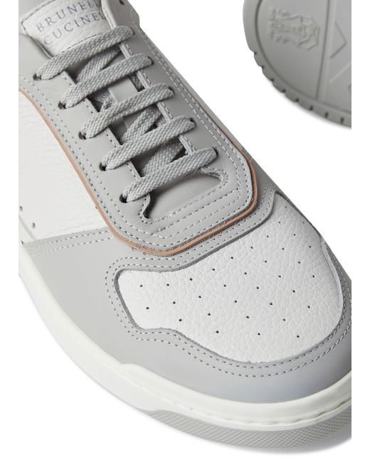 Brunello Cucinelli White Leather Basket Sneakers for men