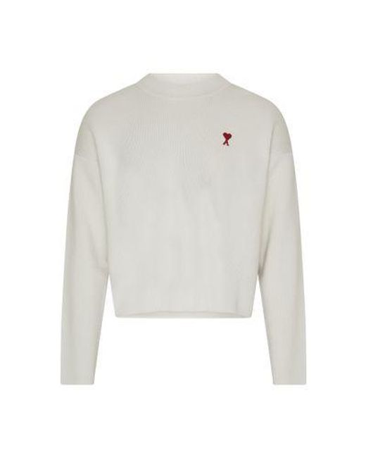AMI White Ami De Cœur Crewneck Sweater for men