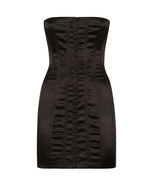 Dolce & Gabbana Black Short Strapless Satin Dress