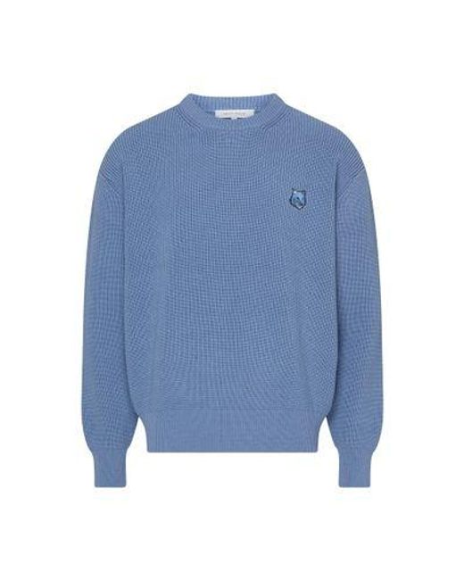 Maison Kitsuné Blue Bold Fox Head Round-Neck Sweater for men