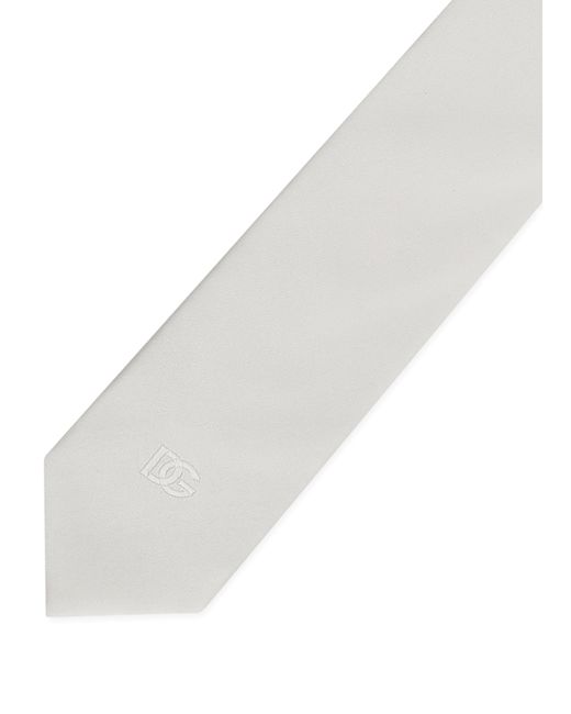 Dolce & Gabbana White 6-Cm Silk Blade Tie With Embroidery for men