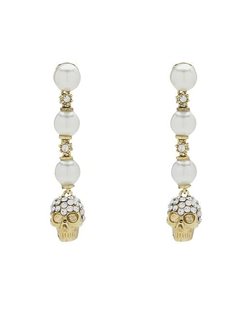 Alexander McQueen Metallic Skull And Pearl Earrings