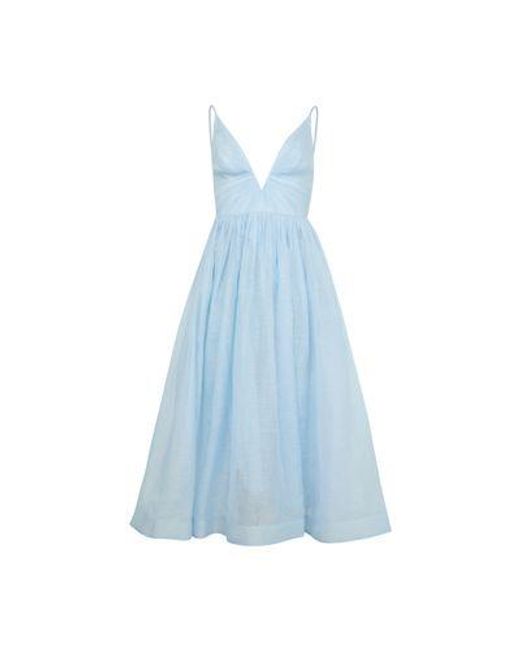 Robe Midi Illuminate À Col En V Zimmermann en coloris Blue