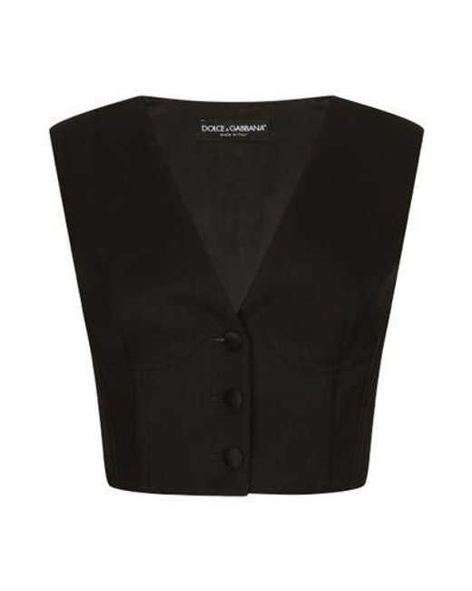 Dolce & Gabbana Black Cropped Cady Waistcoat