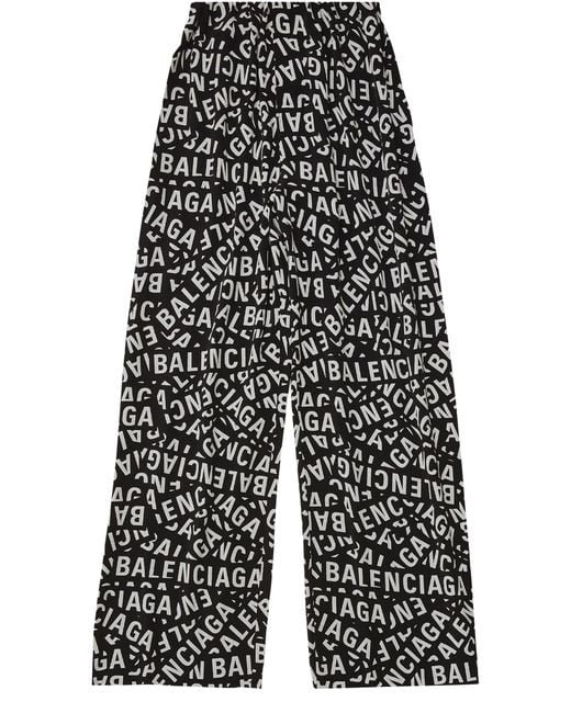 Balenciaga Black Logo Strips Pajama Pants
