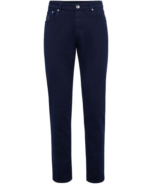 Brunello Cucinelli Blue Dyed Denim Trousers for men