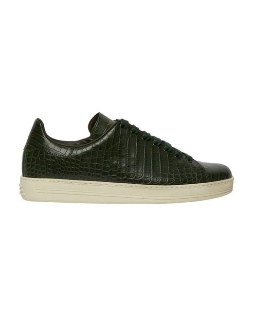 Tom Ford Green Printed Croc Warwick Sneakers for men